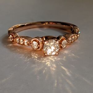 Adriana Papell 14 Karat Rose Gold Engagement Ring - Women Jewelry Size 7